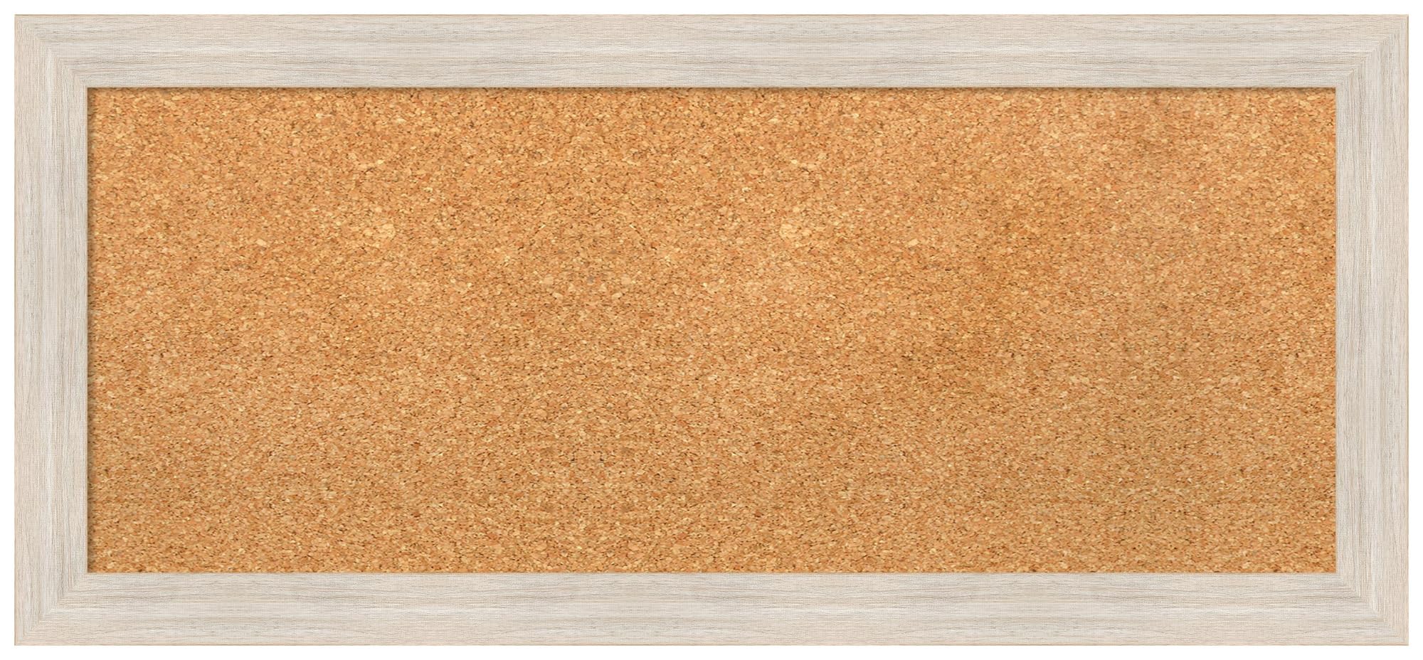Amanti Art Natural Cork Board for Wall - 15x33 Inch Vision Board with White Wood Frame, Medium Corkboard Pinboard for Office & Home Organization - Rustic Farmhouse Style Bulletin Board for Notes, Photos & Decor - Perfect for Home Office, Dorm Room or Classroom Display