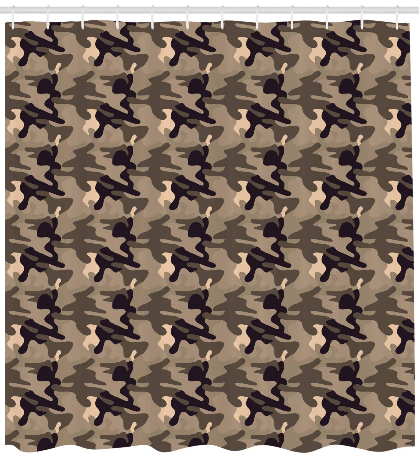Ambesonne Camouflage Shower Curtain - Classic Earth Tone Camo Pattern Waterproof Fabric Bathroom Decor with Hooks, 69x84 Inches Taupe Dark Tan for Hunting Lodge & Outdoor Themed Bathrooms