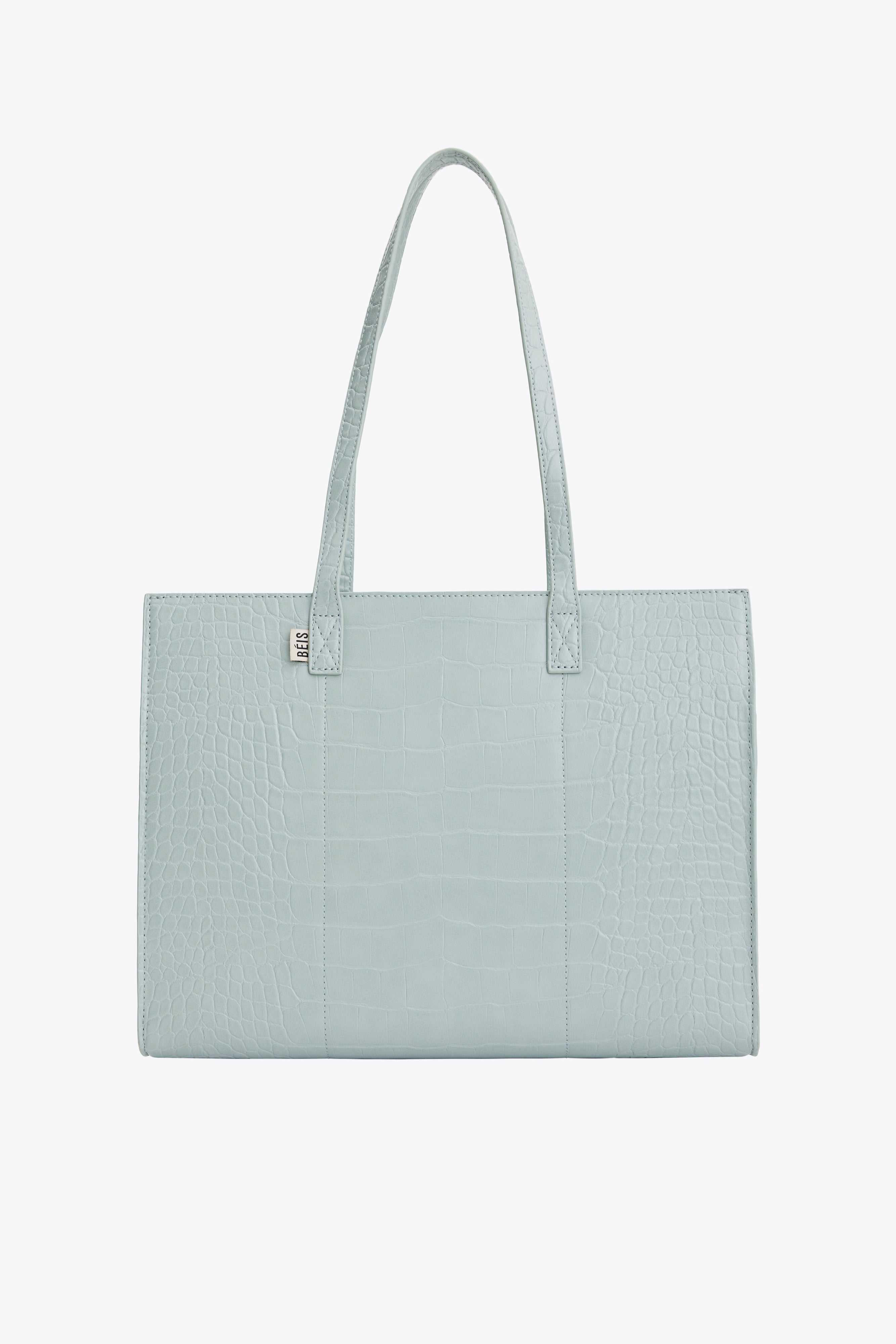 Premium Slate Croc Embossed Leather Work Tote Bag - Stylish & Durable Professional Office Bag for Women, Business Commute, Laptop Carry & Travel Accessory