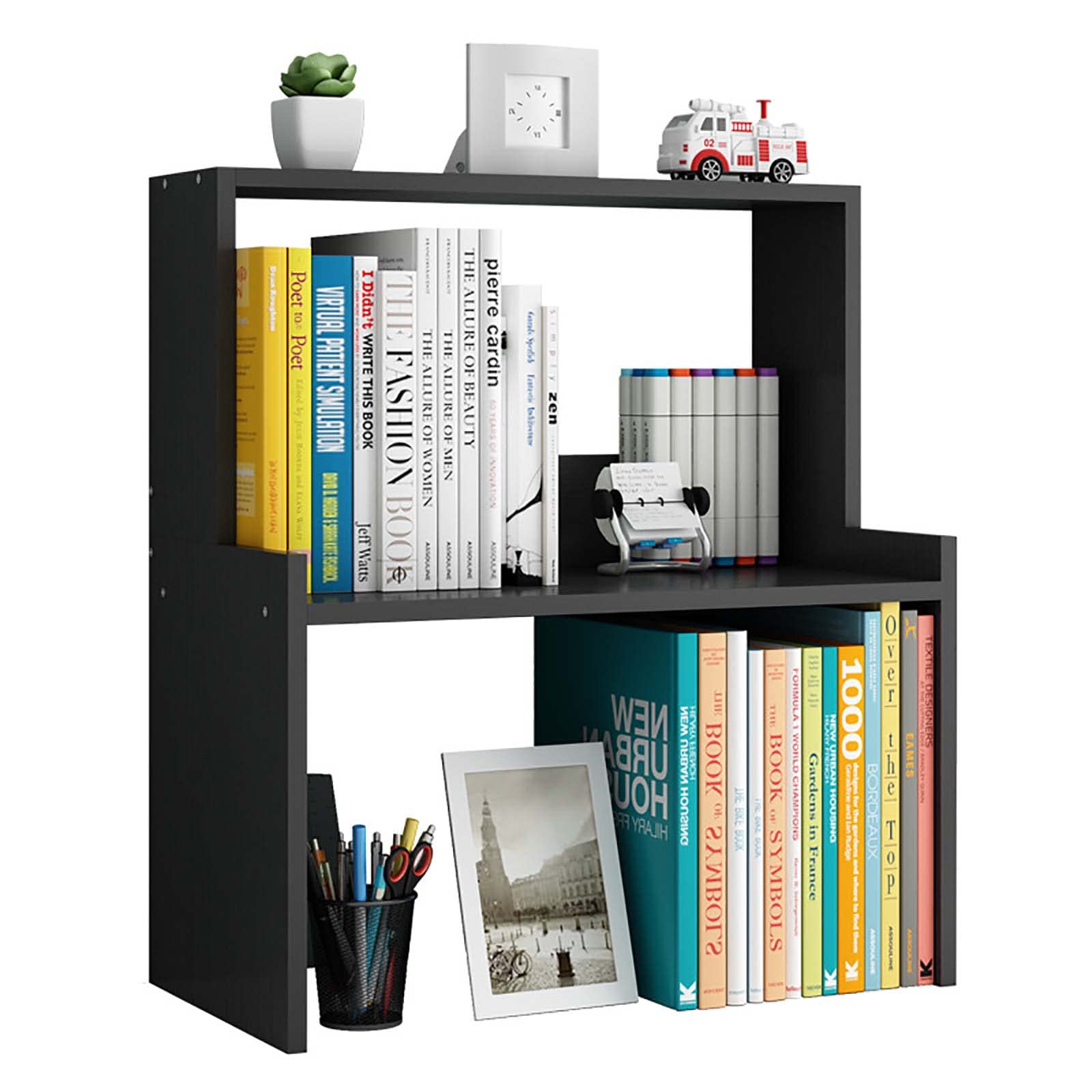 Stylish Natural Wood Desktop Bookshelf - Adjustable Book Stand & Desk Organizer for Office, Living Room, Bedroom | Perfect for Displaying Books, Decor & Office Supplies | Space-Saving Storage Solution
