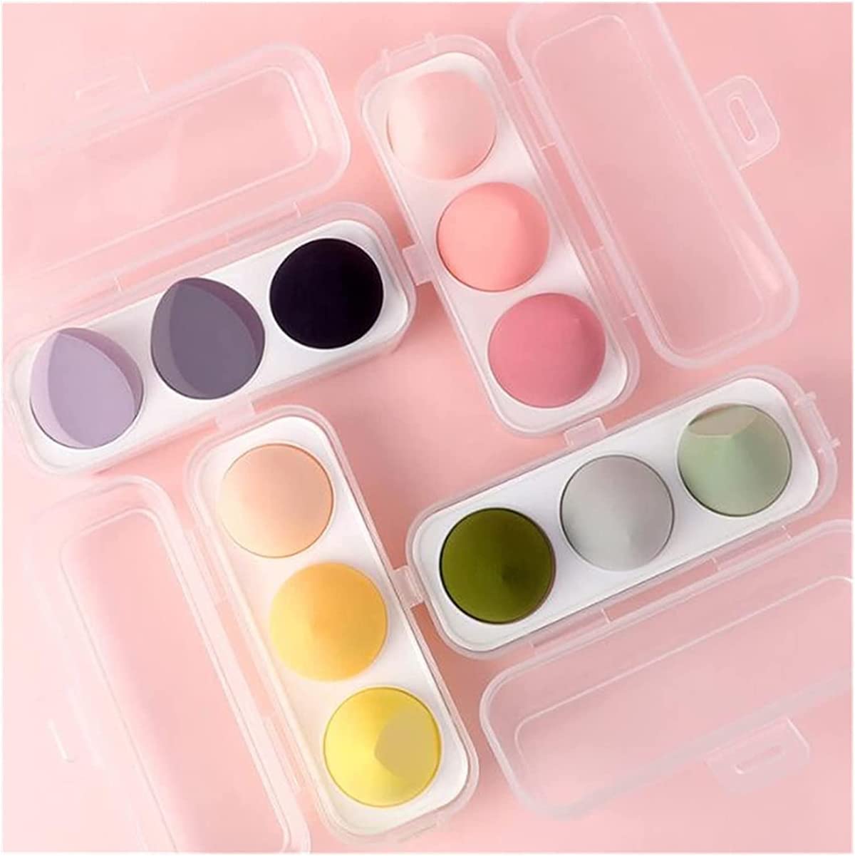 Lenon 3-Piece Makeup Sponge Set with Storage Box - Foundation & Powder Beauty Blender for Flawless Application (Multicolor) | Perfect for Everyday Makeup, Travel & Professional Use