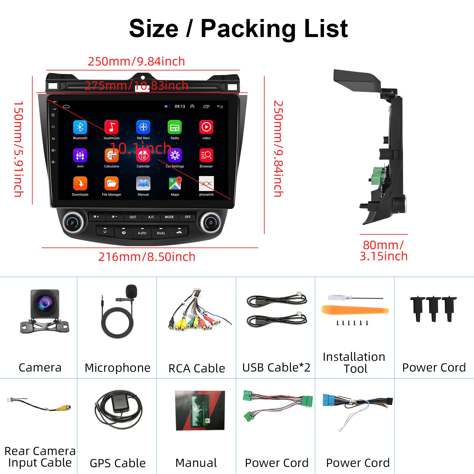 10.1 Inch Android Car Stereo for Honda Accord 2003-2007 | 7th Gen Touch Screen Head Unit with Bluetooth, GPS, WiFi, Mirror Link | In-Dash Radio Upgrade with SWC & Backup Camera | Perfect for Commuting & Road Trips