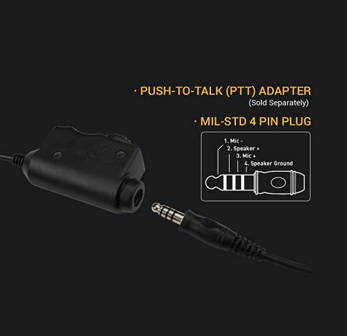 Military Standard 7.0 PTT Tactical Radio Adapter - Compatible with Kenwood & Baofeng Radios (Black) - Perfect for Emergency Communication, Outdoor Adventures & Tactical Operations