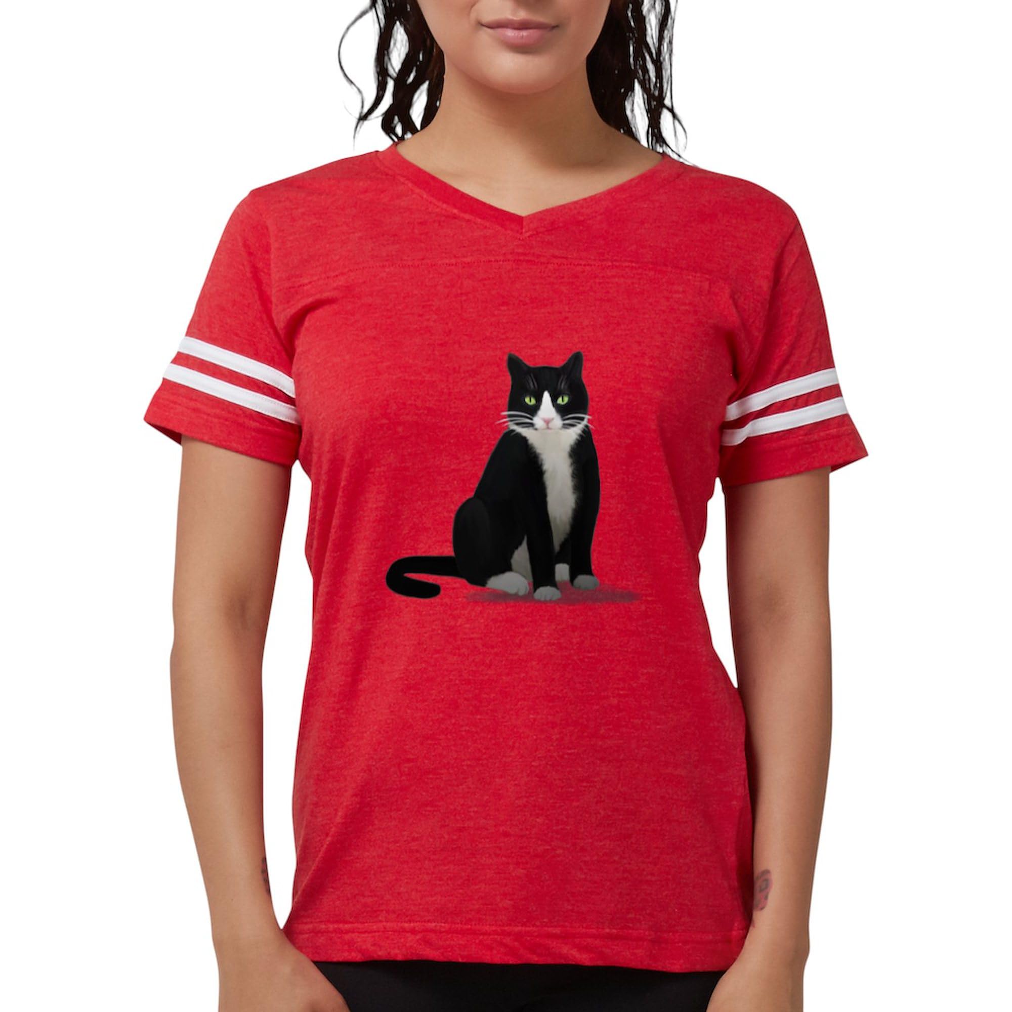 Black and White Tuxedo Cat Women's Football T-Shirt - Funny Soccer Lover Gift for Women - Perfect for Game Day, Parties & Cat Lovers