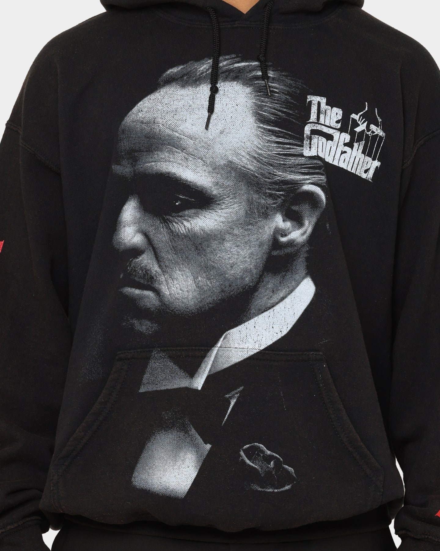 The Godfather Vintage Hoodie - Black Wash Distressed Cotton Pullover | American Thrift Retro Movie Merchandise | Perfect for Cosplay, Halloween & Gangster Theme Parties