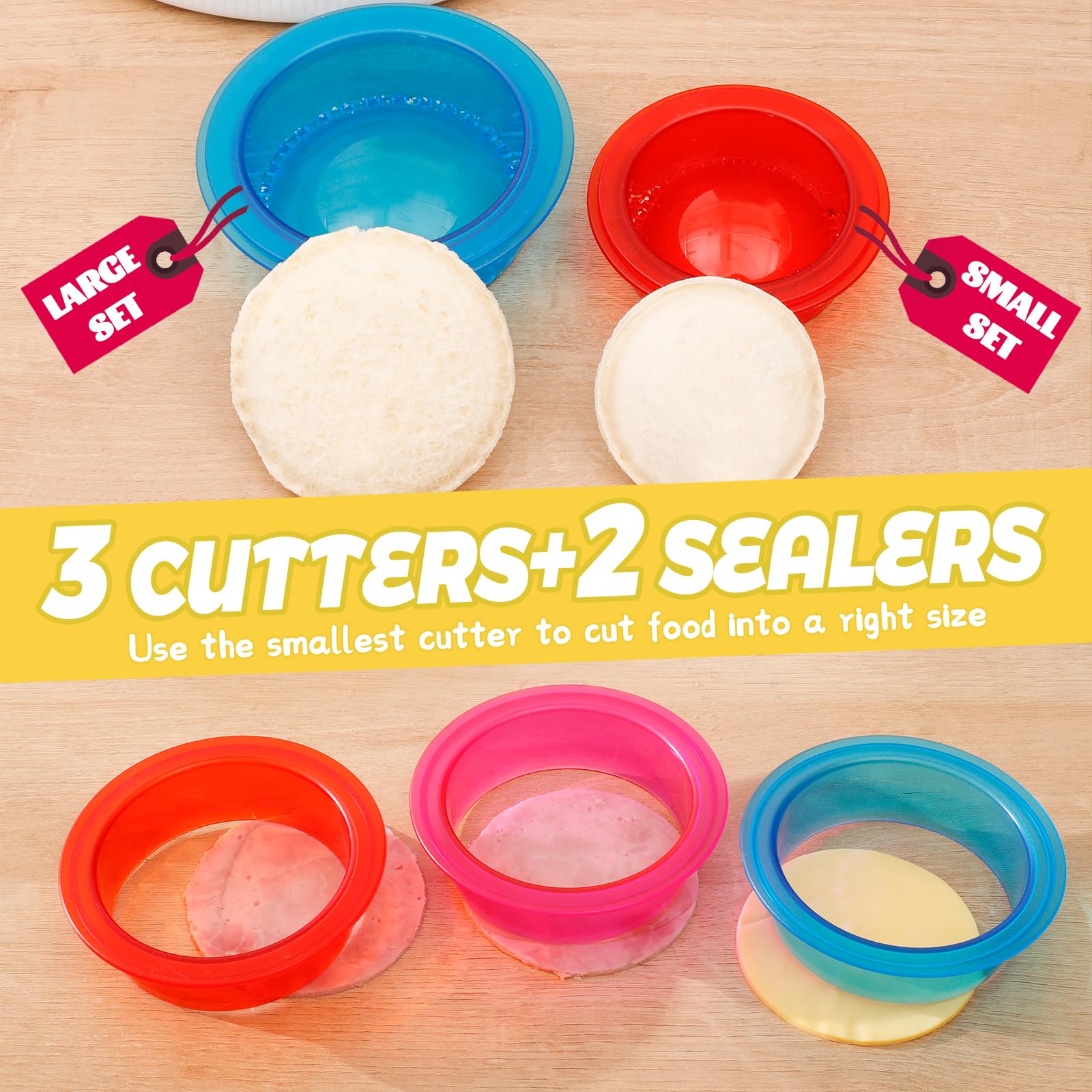 Darsun 5-Piece Sandwich Cutter and Sealer Set - Fun Crustless Sandwich Maker Press for Kids, DIY Jelly Bread Cookie Cutters - Perfect for School Lunches, Picnics, and Children's Parties (Boys & Girls)