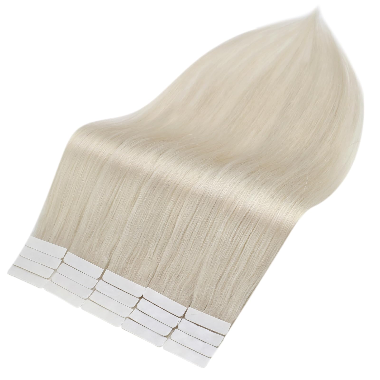 14 Inch Full Shine Skin Weft Tape-in Hair Extensions - 40 Pcs 100g Soft Natural Human Hair Extensions in Color 1000 White Blonde | Invisible Tape for Women | Perfect for Daily Wear, Parties & Special Occasions
