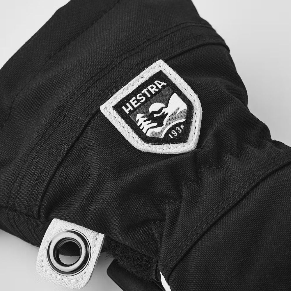 Hestra Army Leather Heli Kids Ski Gloves - Black (30560 100) | Warm & Durable Winter Gloves for Kids | Perfect for Skiing, Snowboarding & Outdoor Winter Activities