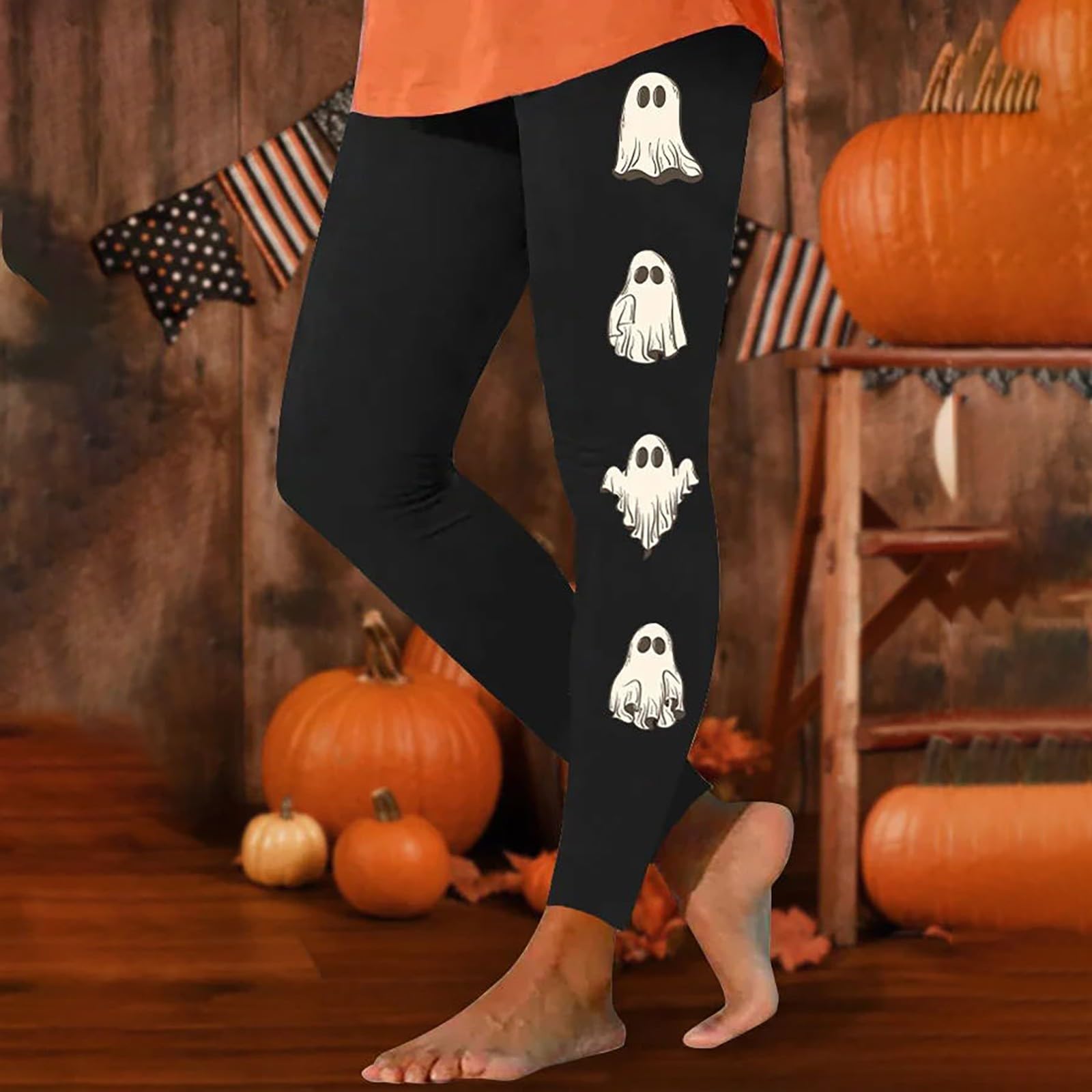 Women's Soft Buttery Print Pockets Seamless Compression Leggings - Skeleton Hand Design - Yoga, Workout & Casual Wear