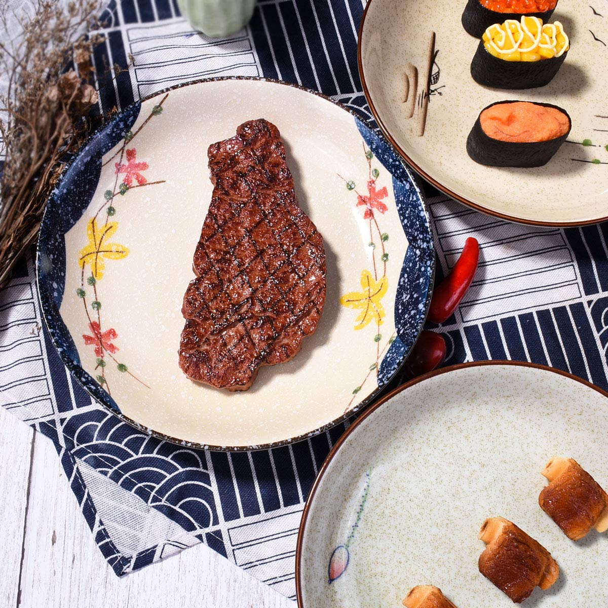 Vintage Japanese 8-Inch Porcelain Dinner Plates - Set of 4 Microwave Safe Ceramic Dishes for Home, Restaurant & Special Occasions