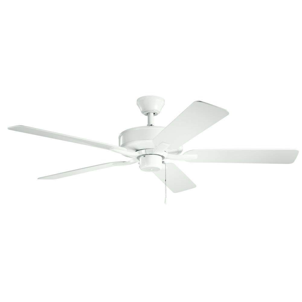 Kichler 330015WH Basics Pro Patio 52 Inch White Ceiling Fan with Light - Outdoor Weather Resistant for Covered Porch, Deck, Gazebo & Backyard