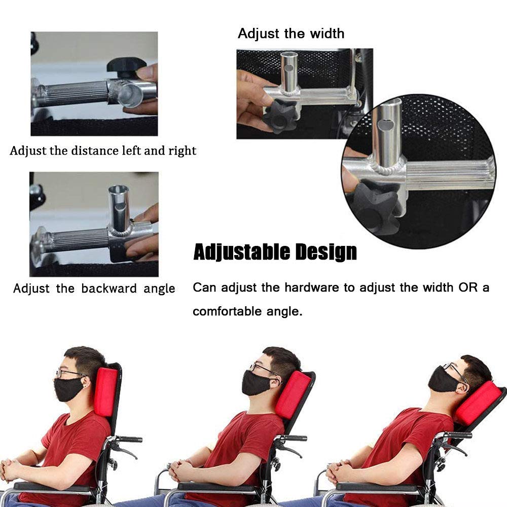 Adjustable Removable Wheelchair Headrest & Neck Support Cushion - Universal Fit for Elderly & Disabled (16
