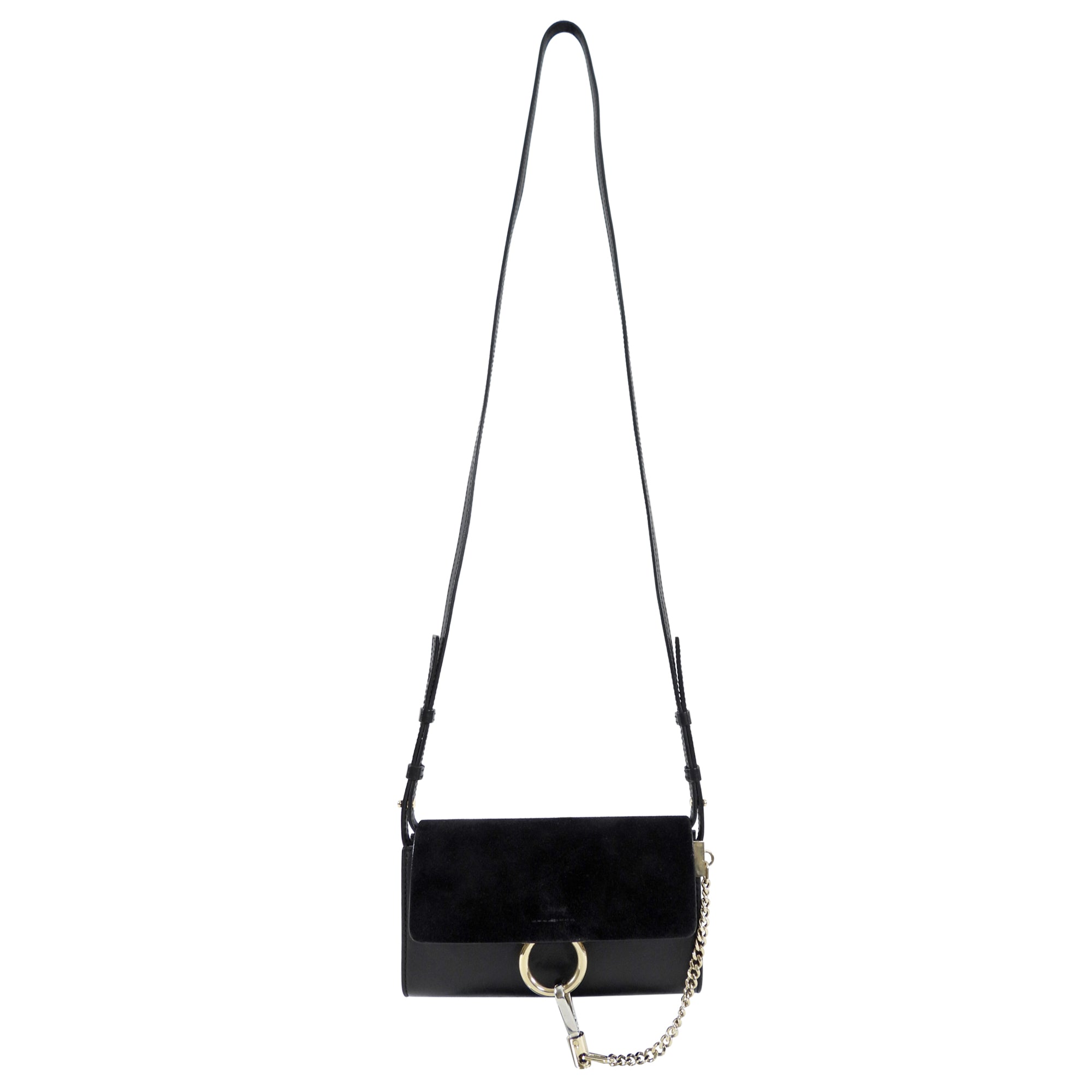 Chloe Black Mini Faye Wallet on Strap Crossbody Bag - Stylish Leather Shoulder Purse for Women | Perfect for Everyday Use, Travel & Date Nights
