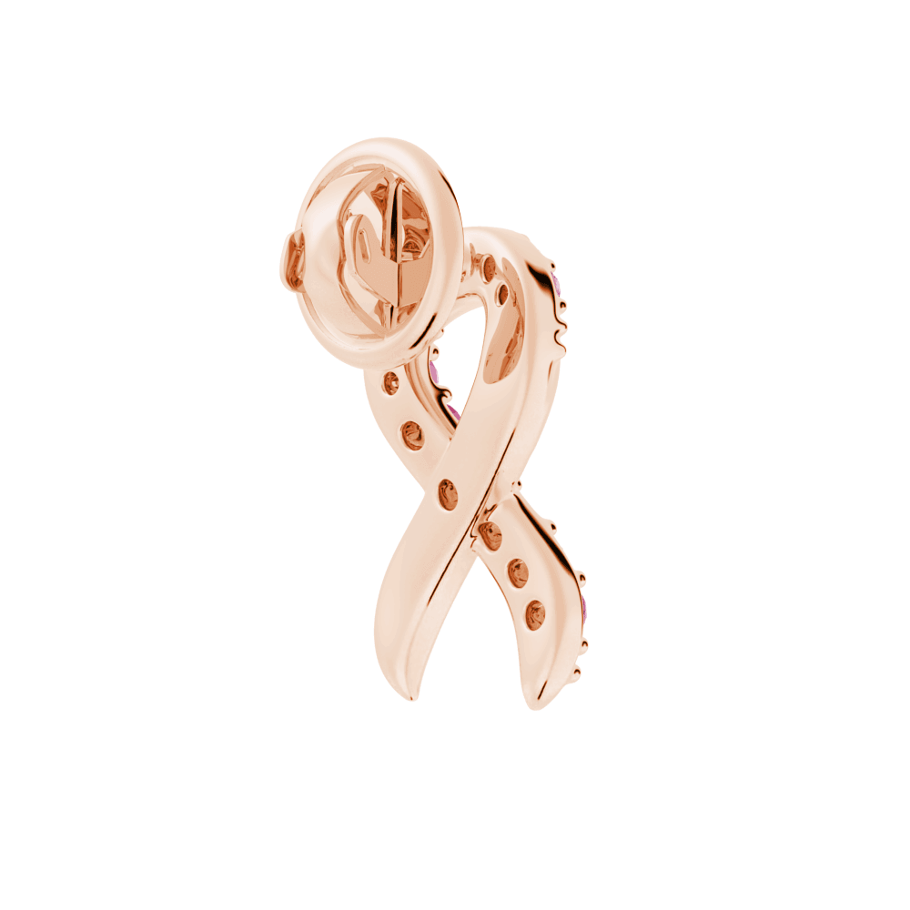 Faith Over Fear Rose Gold Ribbon Brooch Pin with Pavé Pink Sapphires - Elegant Jewelry Gift for Women, Perfect for Weddings, Anniversaries & Special Occasions