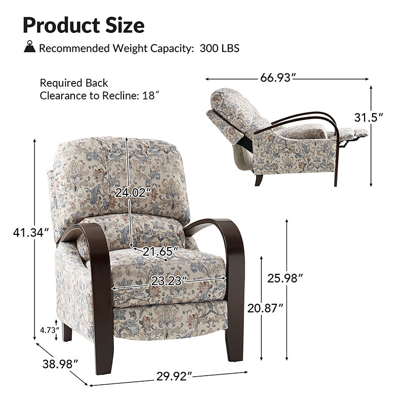Premium Diana Manual Recliner Chair - Solid Wood Frame with Plush Upholstery for Ultimate Comfort | Perfect for Living Room, Bedroom & Home Theater Relaxation