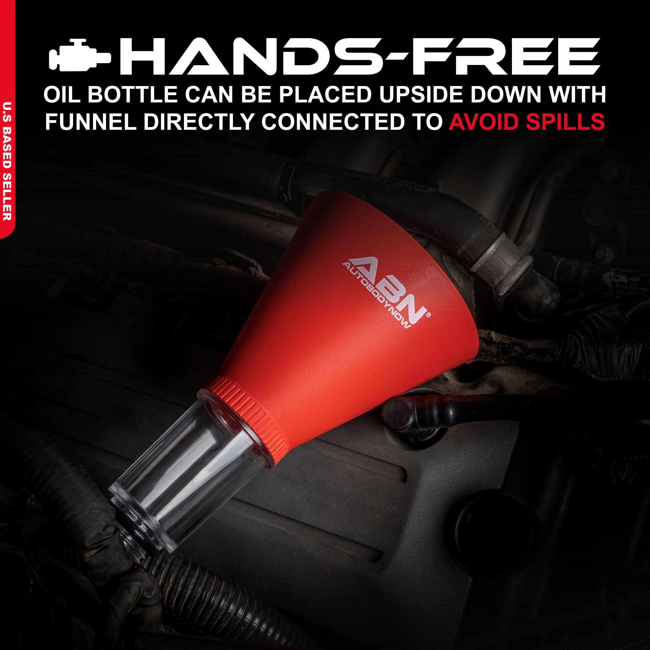ABN Automotive Oil Funnel for Subaru - No Spill Engine Oil Change Funnel with Adapter | Perfect for DIY Car Maintenance & Quick Oil Changes