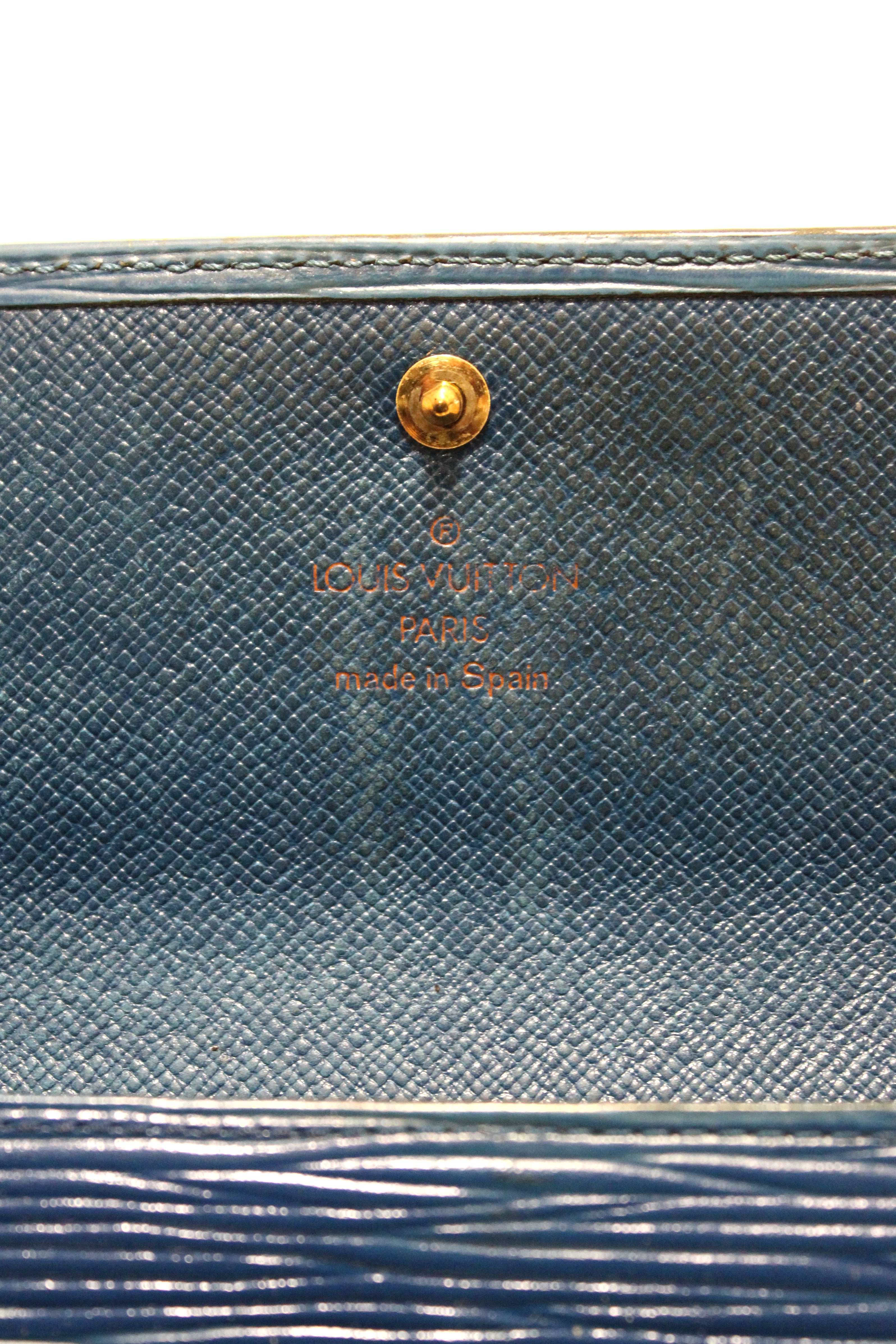 Authentic Louis Vuitton Blue Epi Leather Sarah Long Wallet for Women - Luxury Designer Bifold Wallet with Multiple Card Slots - Perfect for Everyday Use, Travel & Gift Giving