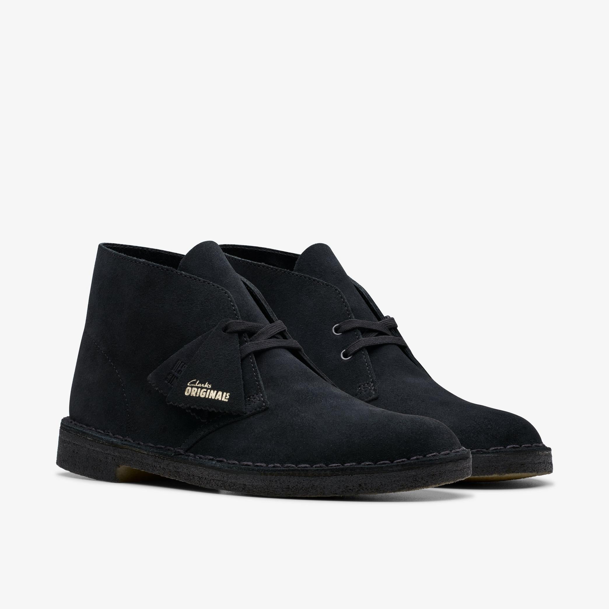 CLARKS Original Desert Boot - Black Suede Leather Ankle Boots for Men | Casual & Business Wear | Perfect for Office, Travel & Outdoor Activities