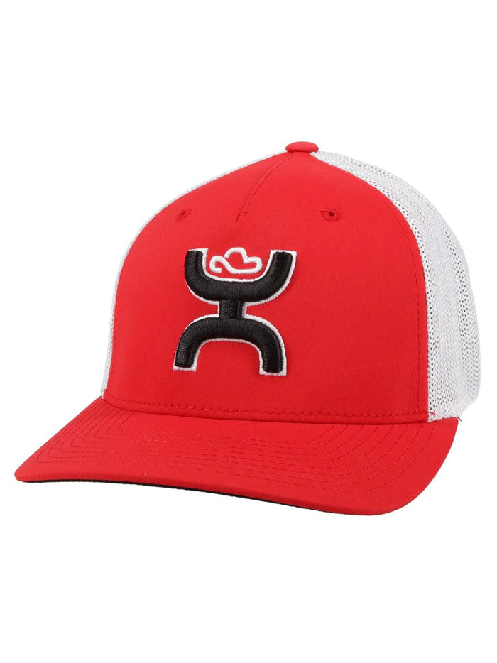 Hooey 2112RDWH COACH Mid Profile Flexfit Trucker Hat - Red & White Adjustable Baseball Cap for Men & Women - Perfect for Outdoor Activities, Sports, and Casual Wear