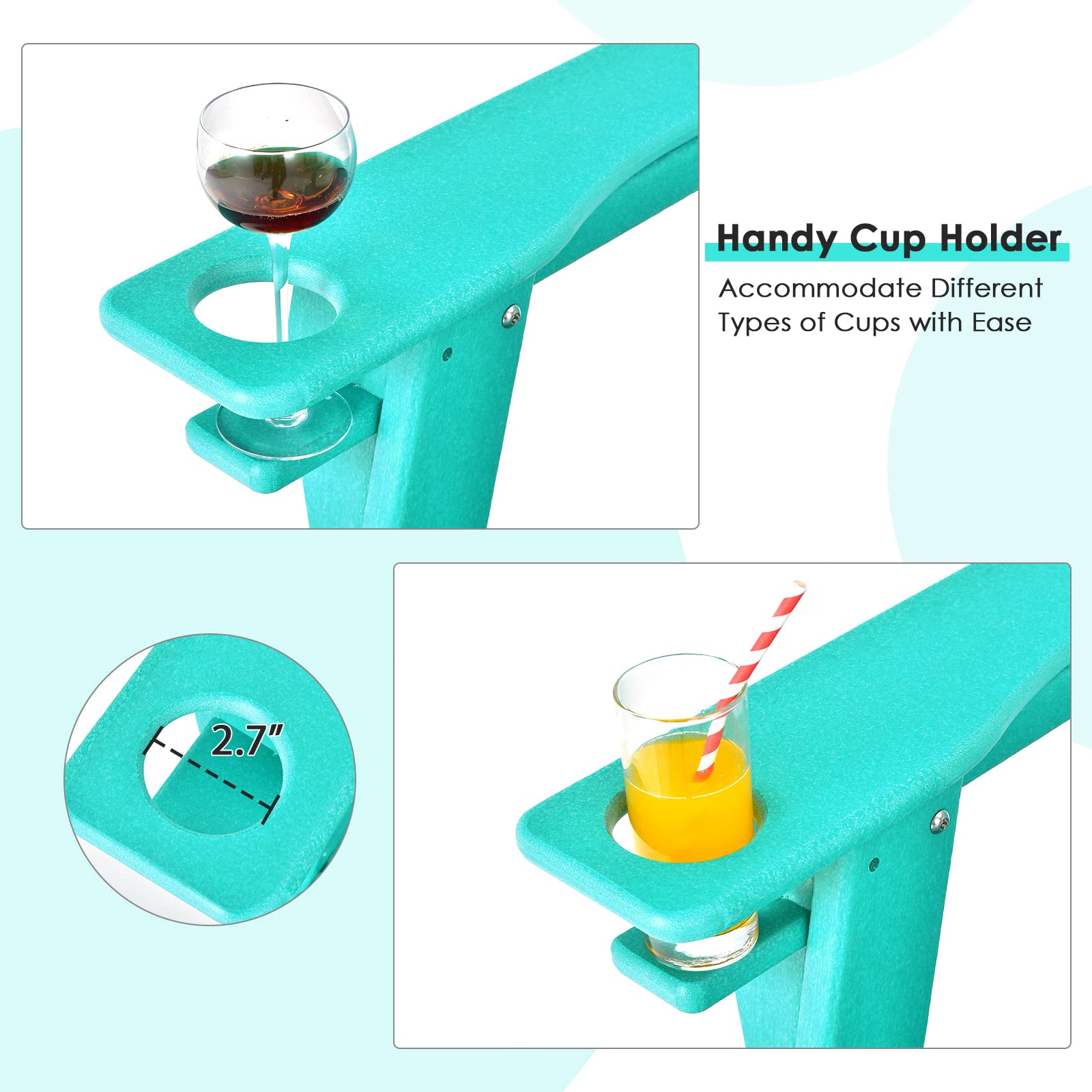 Giantex Adirondack Chair Outdoor Fire Pit Chairs - Weather Resistant HDPE Patio Furniture for Camping, Deck, Garden, Yard & Porch - Durable Composite Lawn Seating in Turquoise - Perfect for Backyard Relaxation, Bonfires & Outdoor Gatherings