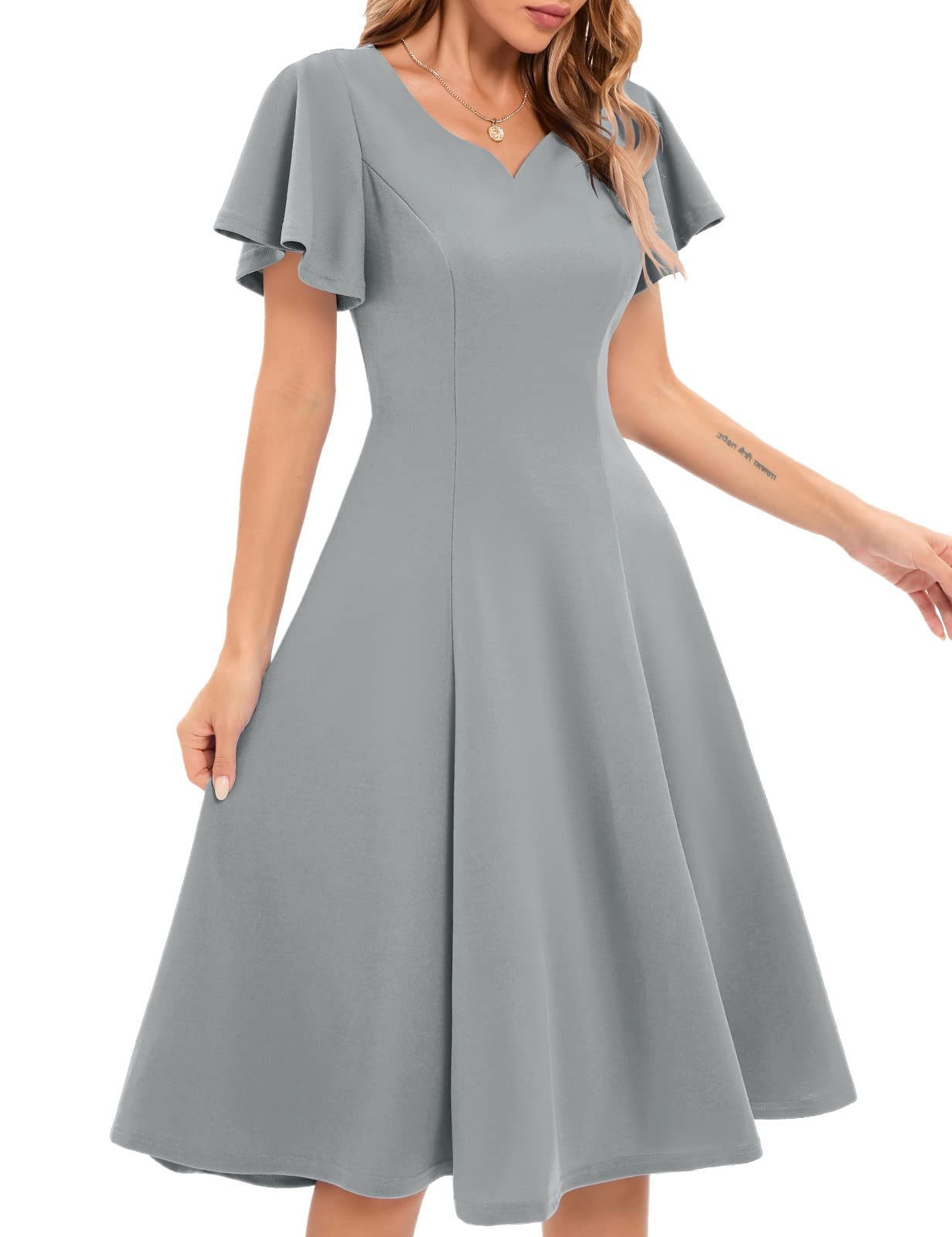 Vintage Short Sleeve Wedding Guest Dress for Women - Fit and Flare Cocktail Party Dress - Elegant Tea Party & Formal Occasion Wear - Perfect for Bridal Showers, Garden Parties & Special Events