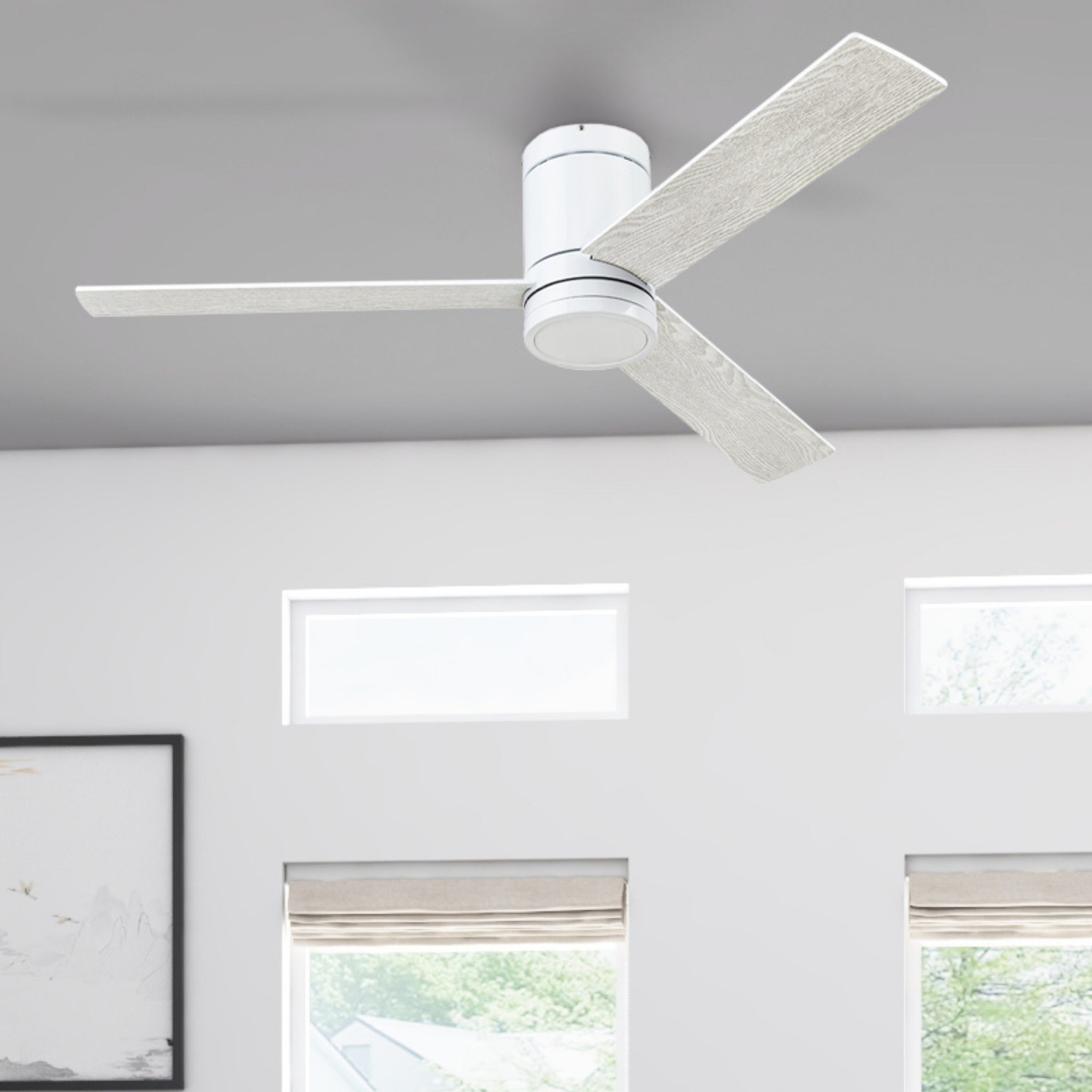 52 Inch White Espy Remote Control Ceiling Fan with Light Kit - Quiet Reversible Motor for Bedroom, Living Room, and Office