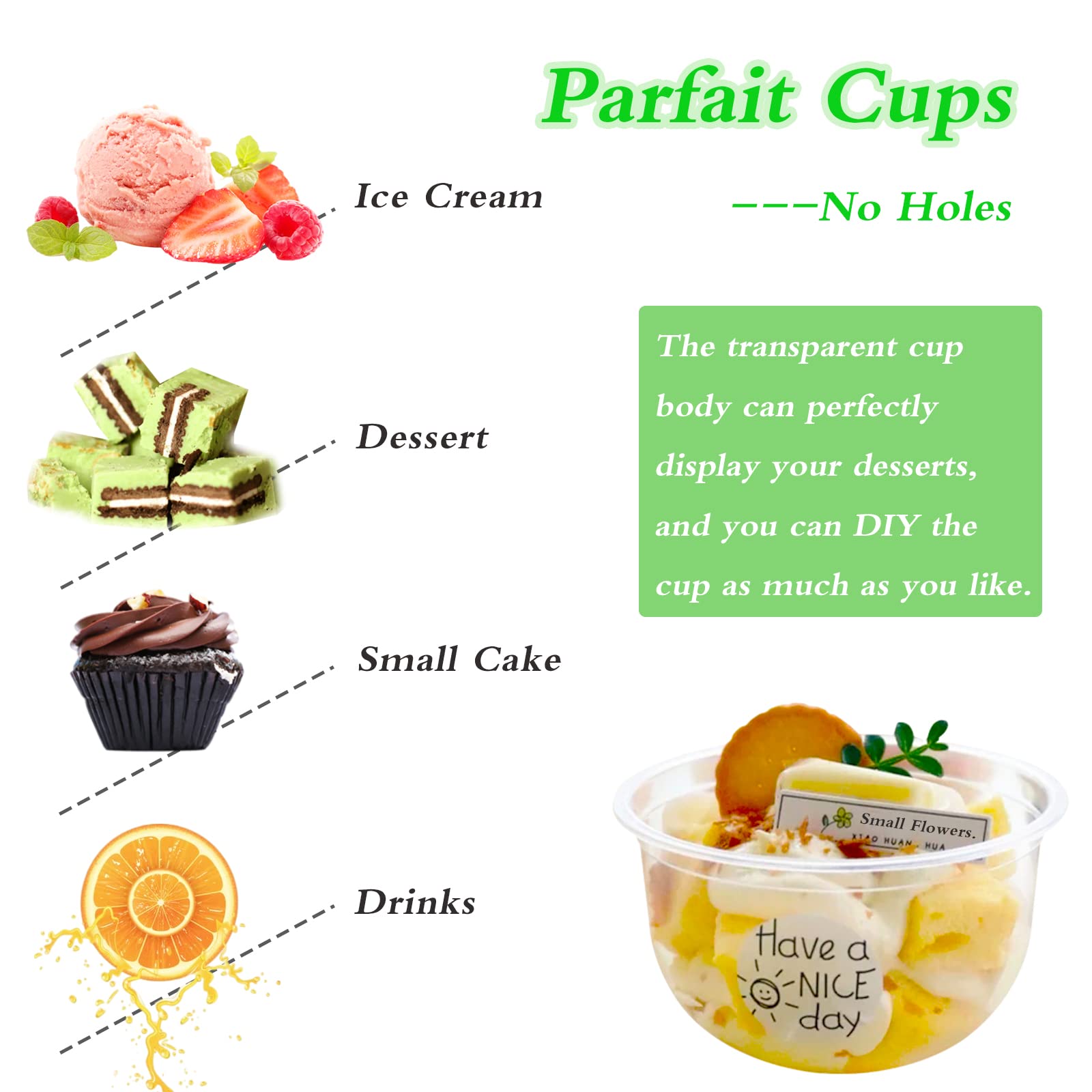 50 Pack 8oz Clear Plastic Parfait Cups with Dome Lids - Disposable Crystal PET Dessert Cups for Fruit, Ice Cream, Cupcakes & Cold Drinks - Perfect for Parties, Catering, Cafes & Home Use