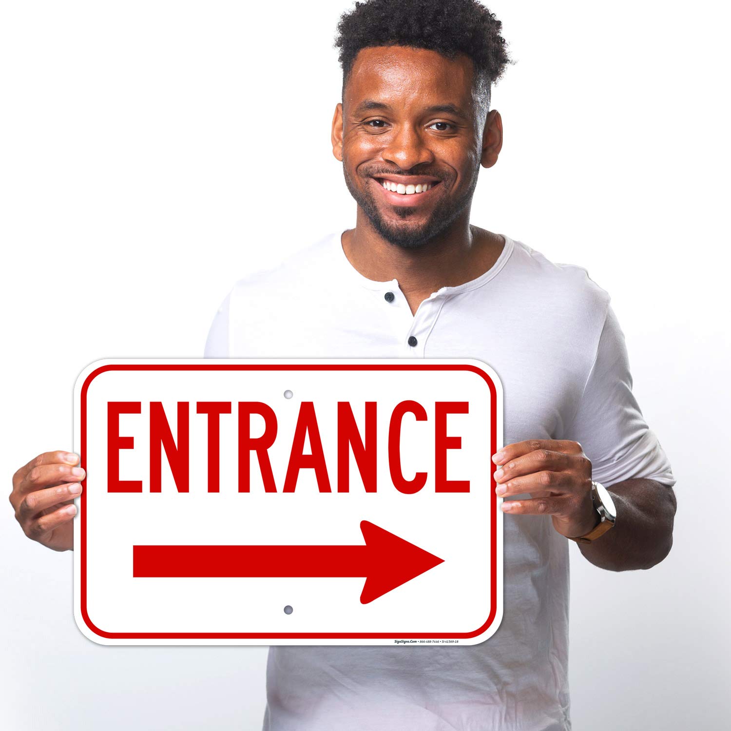 Right Arrow Entrance Sign - 12x18 Inches Rust-Free .063 Aluminum, Fade-Resistant & Easy Mounting for Indoor/Outdoor Use | Made in USA | Perfect for Parking Lots, Warehouses & Building Entrances