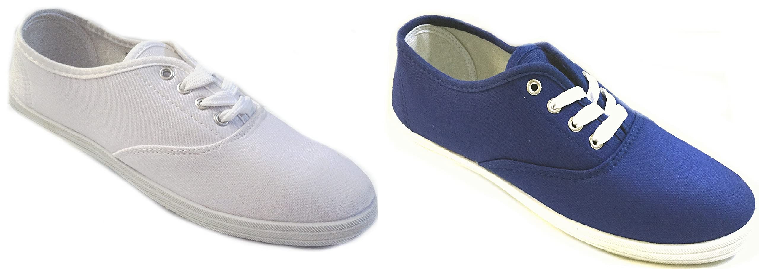 Women's Canvas Lace-Up Sneakers - 2-Pair Pack by Shoes8teen | Comfortable Casual Shoes for Walking, Running & Everyday Wear