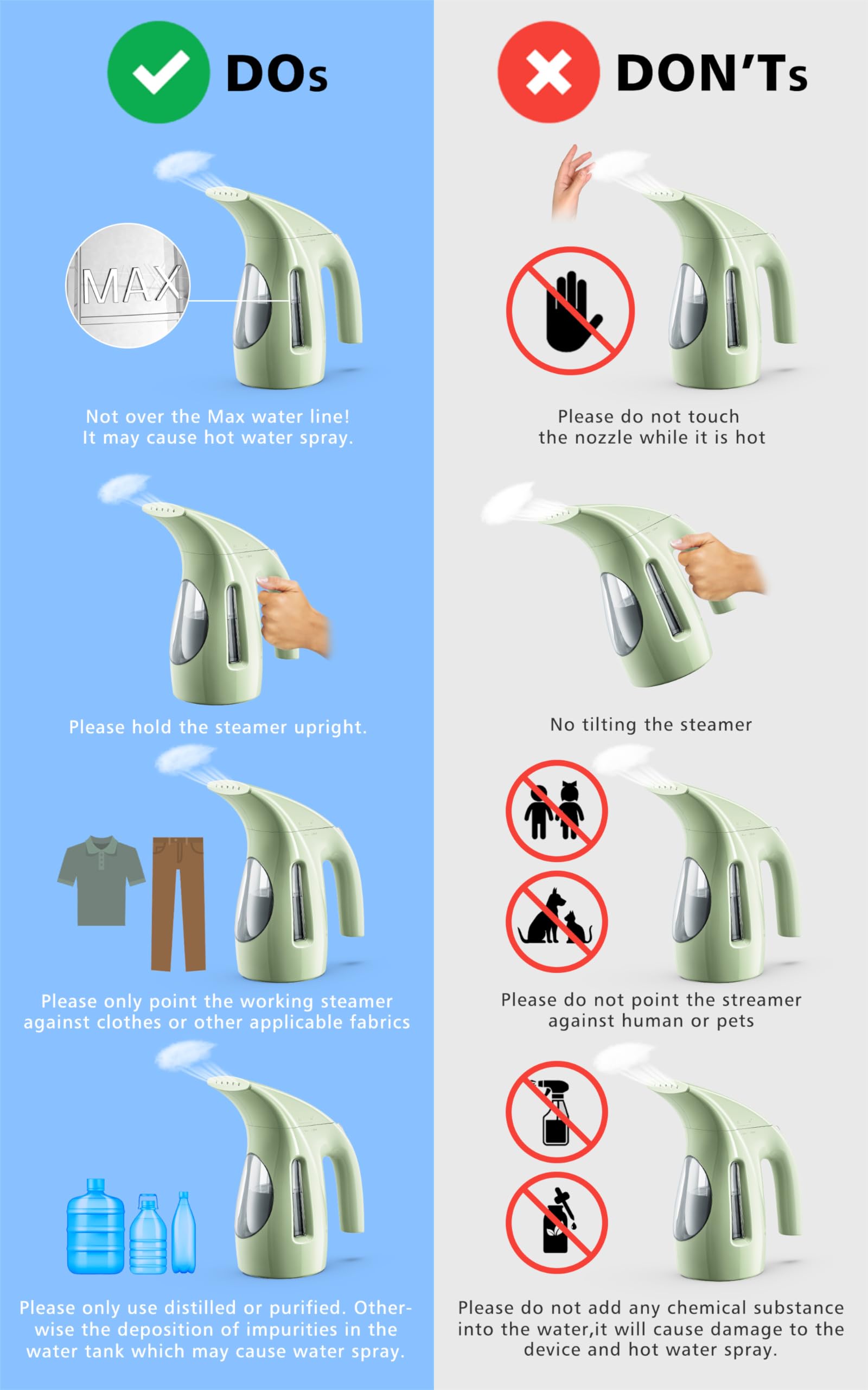 HiLIFE Portable Handheld Clothes Steamer - 700W Powerful Steam with 240ml Large Water Tank - Wrinkle Remover for Shirts, Dresses & Suits - Perfect for Home, Office & Travel - Compact Design for Easy Storage (120V Only, Green) - Ideal for Business Trips, Weddings & Daily Outfits