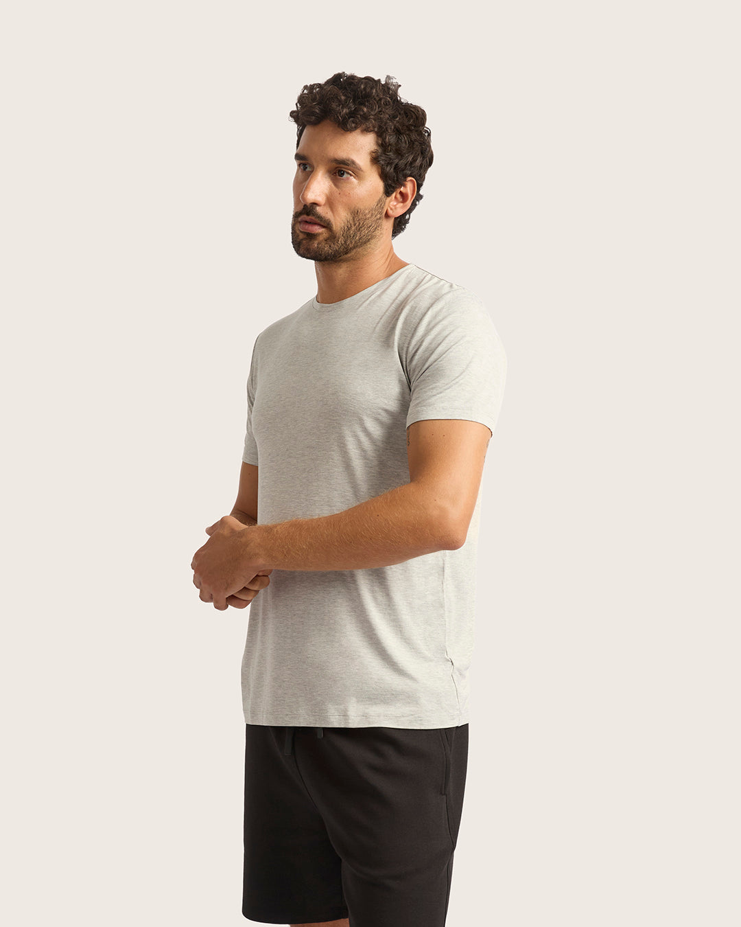 Premium Men's Crew Neck T-Shirt - Light Grey Marl - Soft Cotton Casual Tee for Everyday Wear, Gym & Outfits
