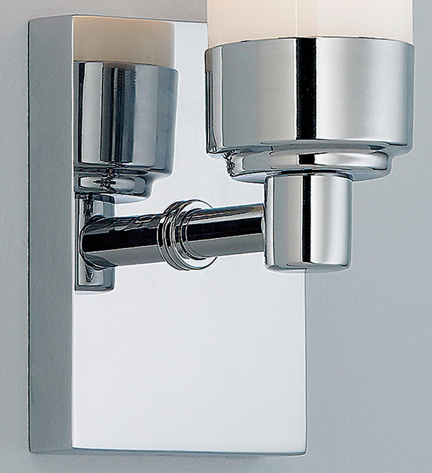Chrome Wall Sconce with Shiny Opal Glass - Modern 1 Light Fixture for Bedroom, Living Room, or Hallway Lighting