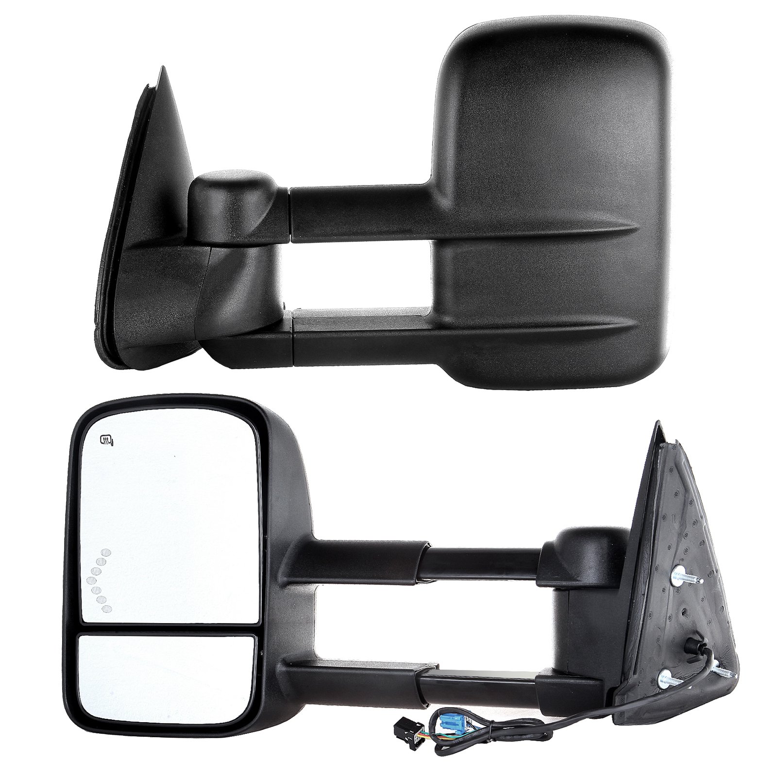 AUTOMUTO Towing Mirrors for Chevy & GMC Silverado Sierra 1500/2500/3500 (2003-2006) - Driver & Passenger Side, Heated Glass, Arrow Signal Lights, Manual Folding - Perfect for Towing Trailers, Boats & RVs