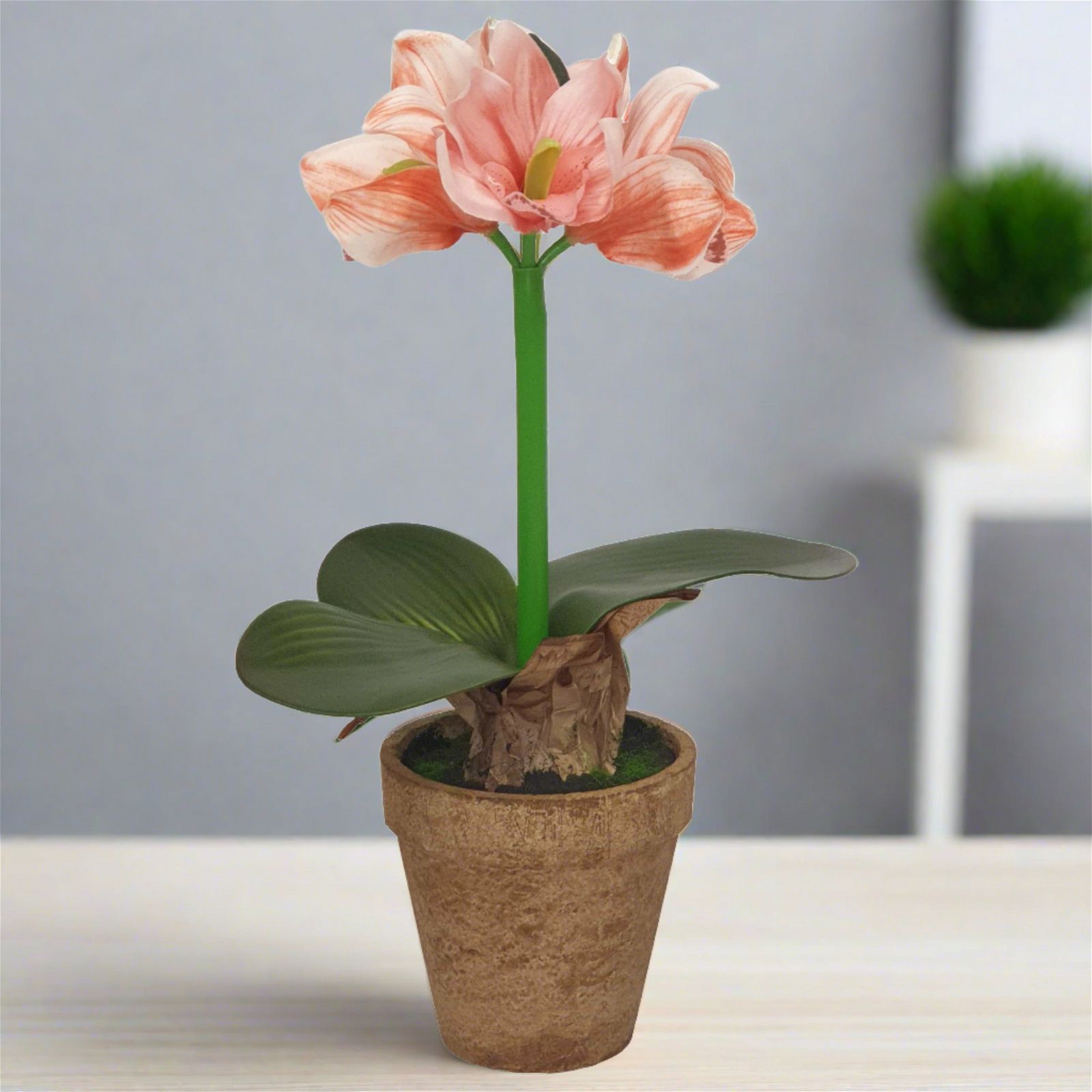 40cm Artificial Peach Flower Plant by Criterion - Perfect for Home Decor, Office Desk, Wedding Centerpieces & Party Arrangements