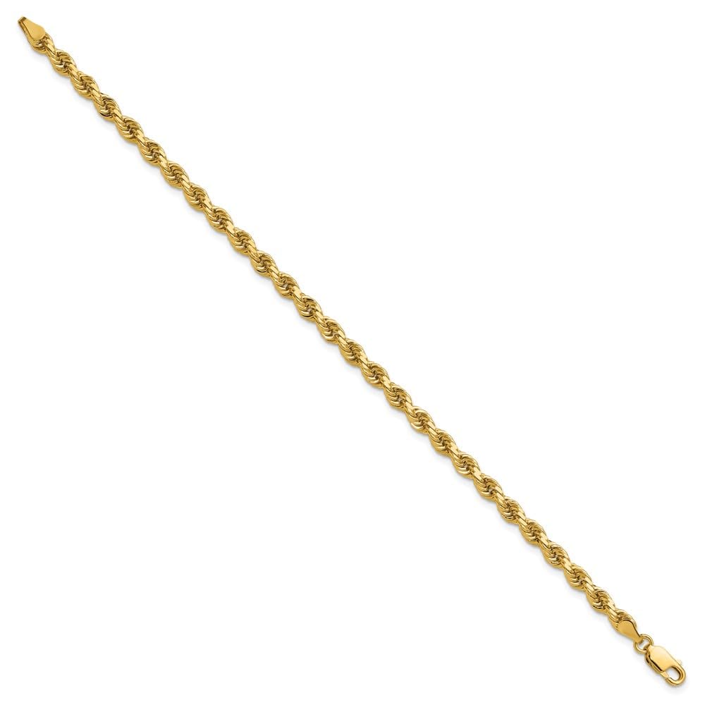 14K Solid Yellow Gold 4mm Rope Chain Anklet for Women - Dainty Summer Beach Foot Jewelry - Perfect for Vacations, Weddings & Everyday Wear