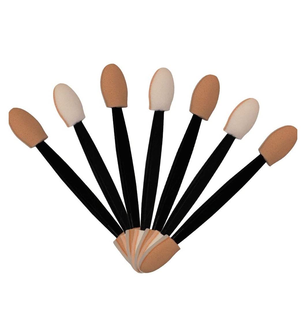 STORE77 12Pcs Disposable Double-Sided Eye Shadow Brush Set with Sponge Applicator - Oval Makeup Brushes for Professional & Home Use - Perfect for Eyeshadow Blending, Contouring & Makeup Application
