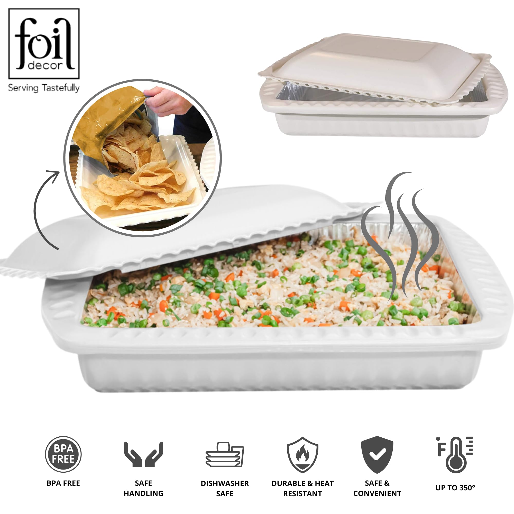 Insulated 9x13x2 Casserole Carrier with Locking Lid & Heat-Resistant Handles - Includes 1 BPA-Free Foil Pan, Doubles as Serving Dish - Perfect for Potlucks, Parties & Holiday Meals
