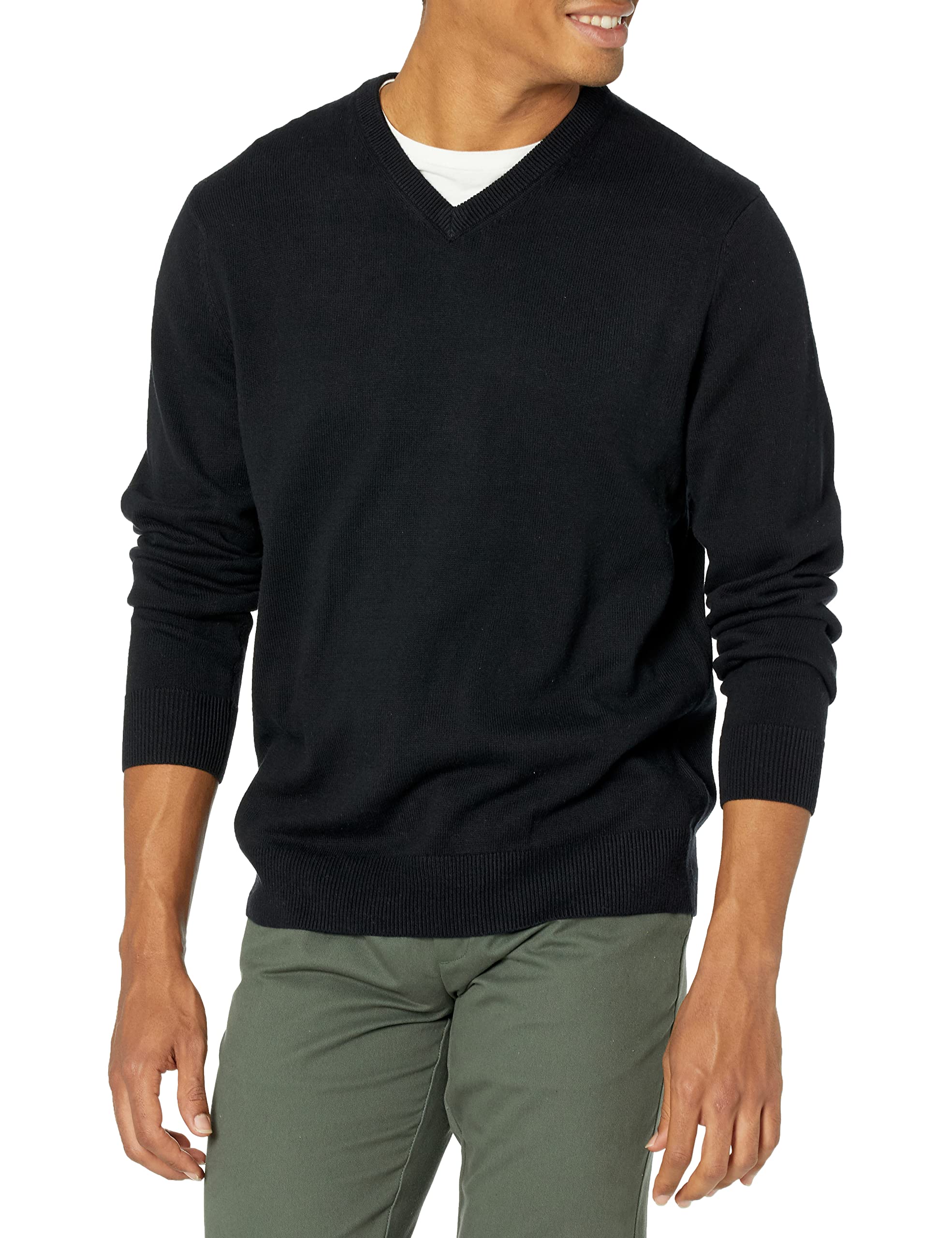 Amazon Essentials Men's Slim Fit V-Neck Sweater - Soft Cotton Blend Pullover for Casual Wear (Big & Tall Sizes Available) - Perfect for Office, Date Night & Weekend Outfits
