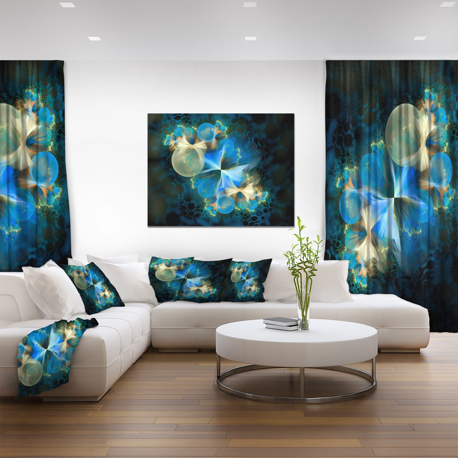 Fractal 3D Blue Bubbles Abstract Canvas Wall Art Print - Modern Home Decor for Living Room, Bedroom & Office
