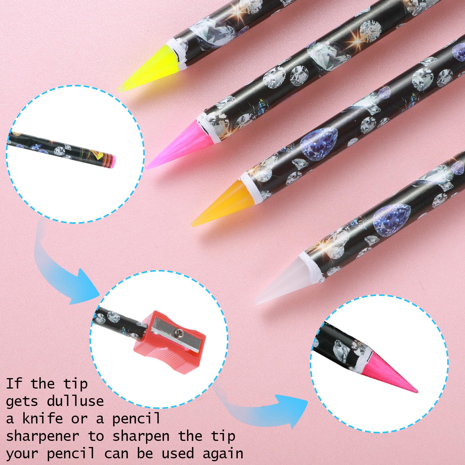4 Pcs Rhinestone Picker Tool Set - Self Adhesive Wax Pencil & Gem Picker Pen with Sharpener - Perfect for DIY Nail Art, Jewelry Making, and Crafting Projects