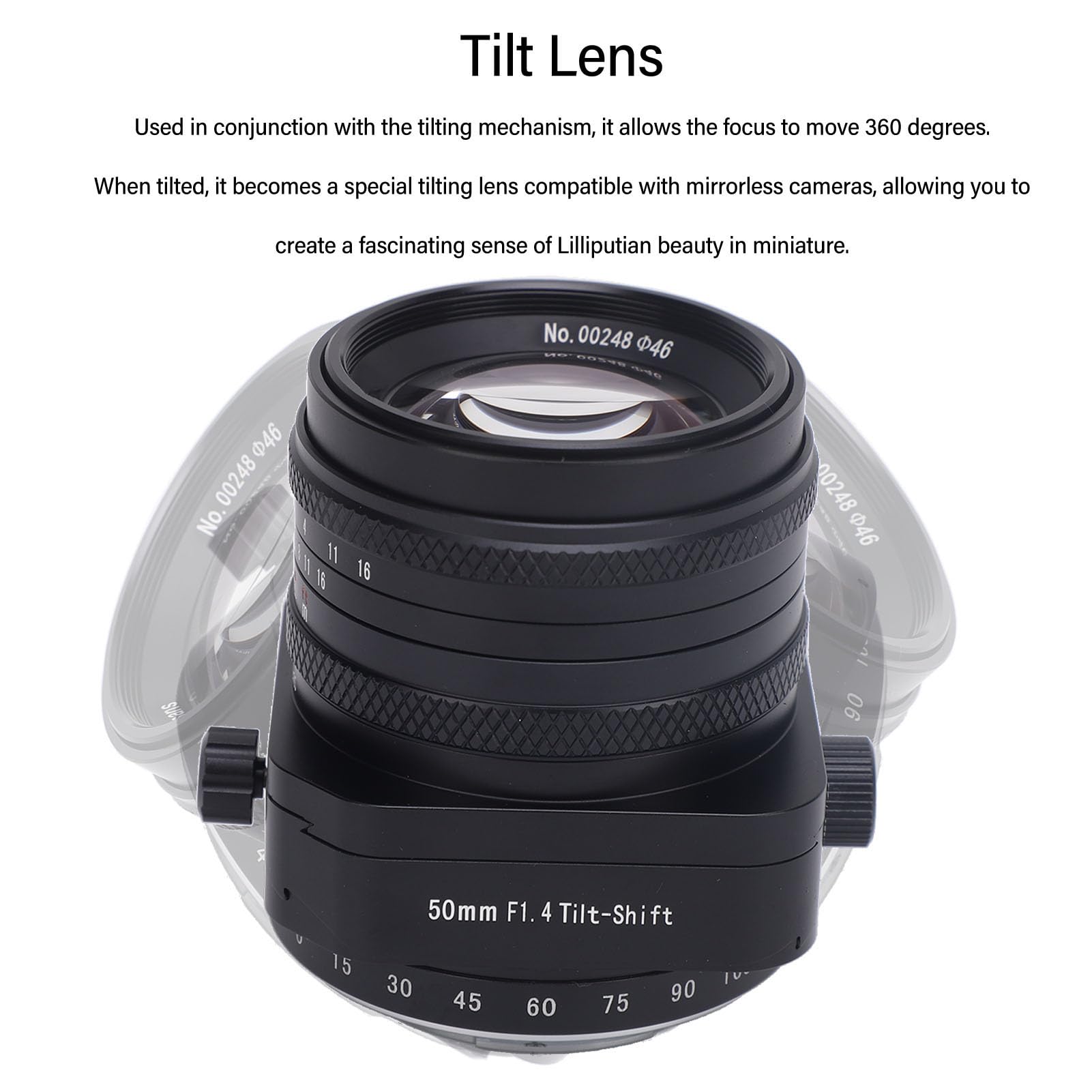50mm F1.4 Tilt Manual Lens for Sony E Mount - Large Aperture Half Frame Portrait Lens Compatible with A6000 A6300 A6400 A7C A7III A7IV A7RIII A9 - Perfect for Creative Photography & Bokeh Effects