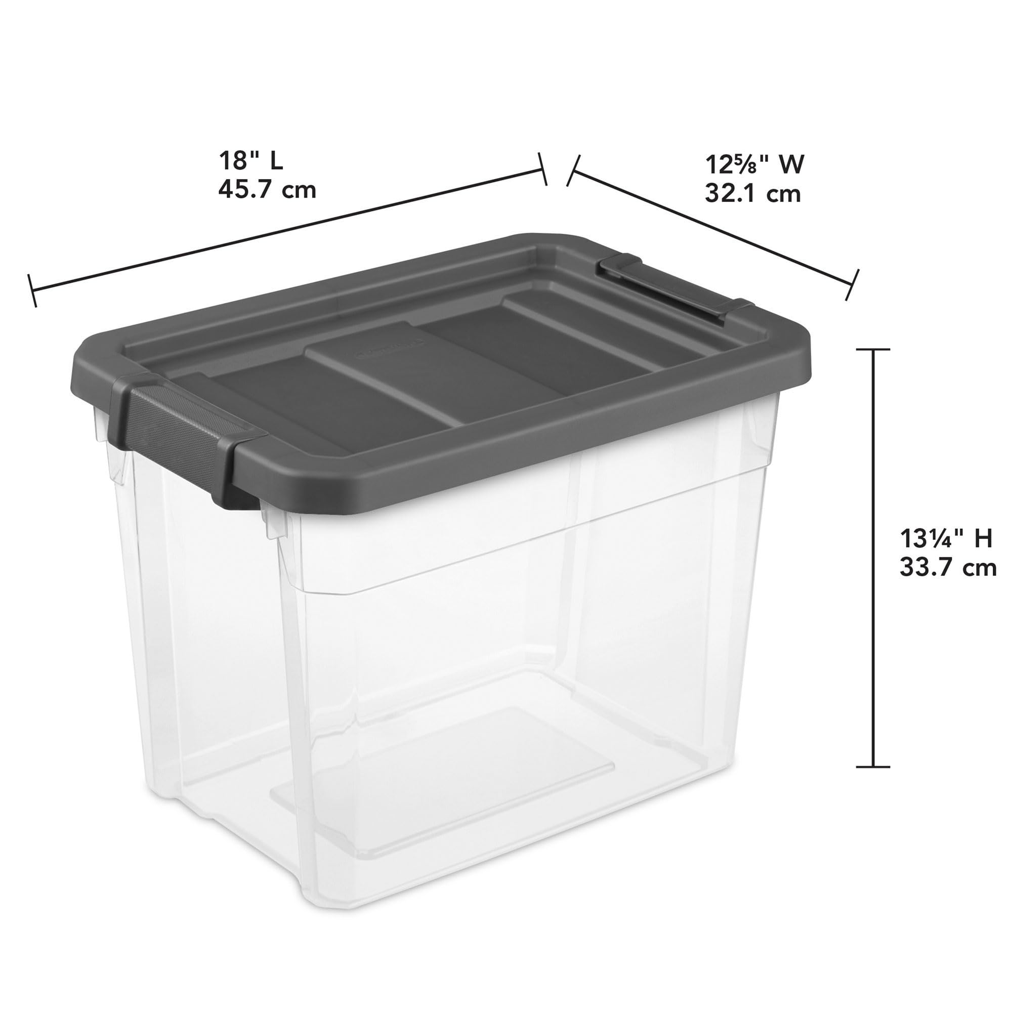 Sterilite 18-Pack 30 Quart Clear Plastic Storage Bins with Secure Latching Lids - Modular Stackable Organizer for Home, Office & Garage Storage Solutions - Perfect for Clothes, Toys, Seasonal Decor & More
