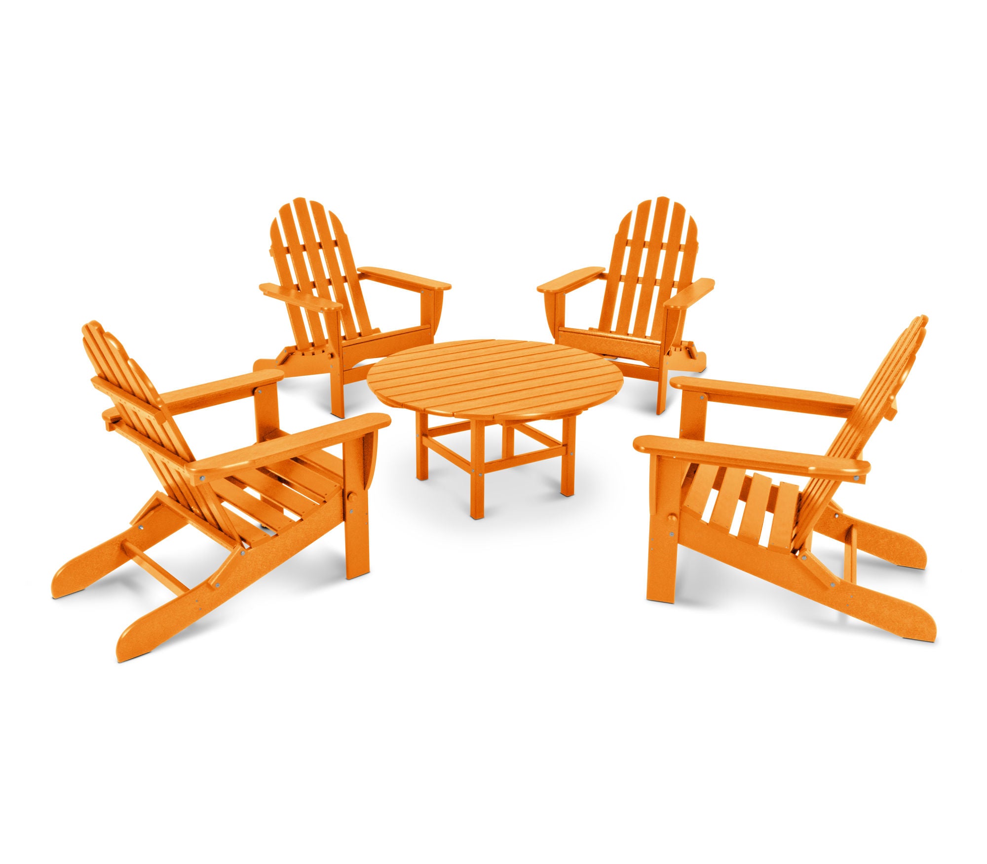 POLYWOOD Classic Folding Adirondack 5-Piece Outdoor Patio Conversation Set - Perfect for Backyard, Poolside, and Garden Relaxation