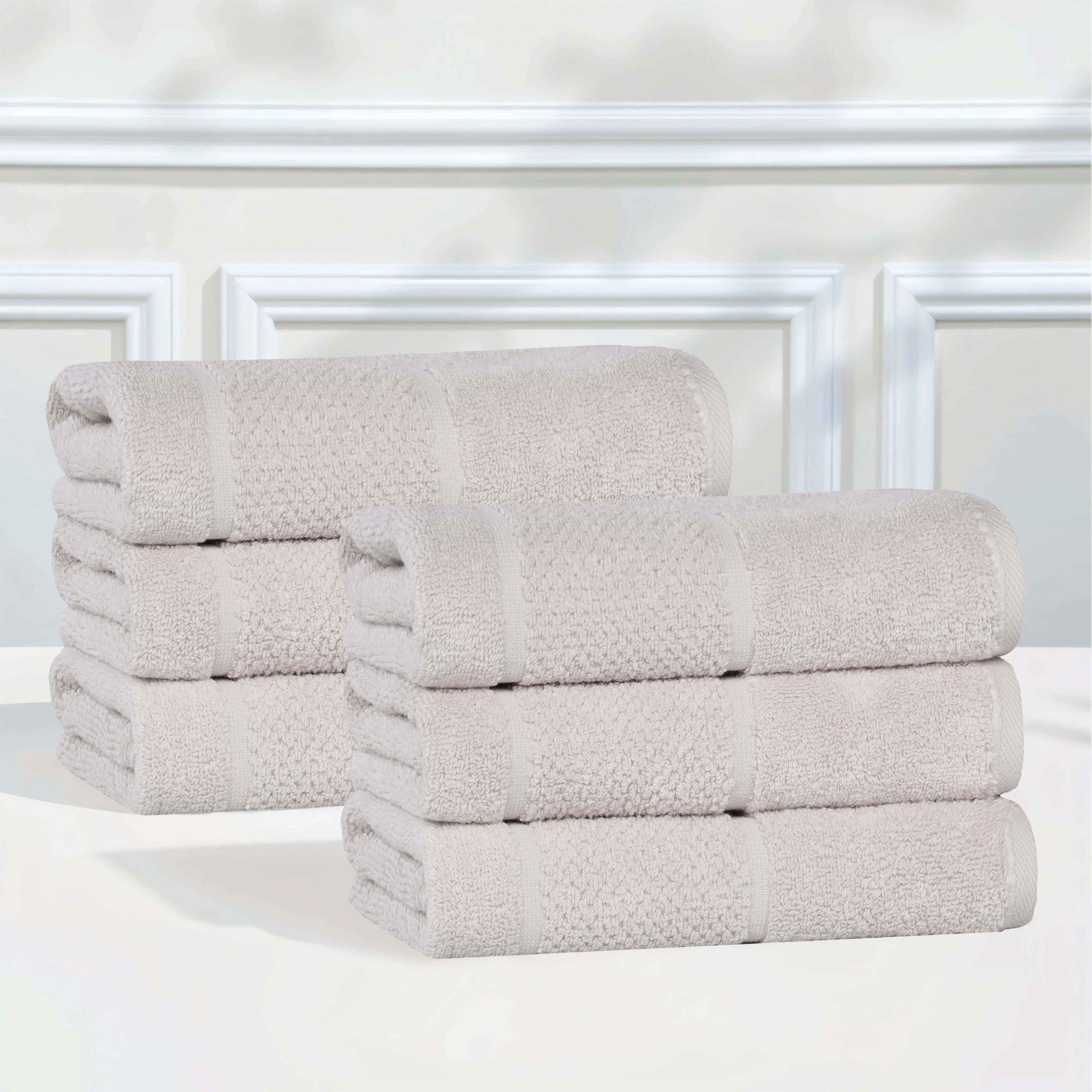 Premium 6-Pack Mile Smart Twist Cotton Solid Hand Towels - Soft, Absorbent & Quick-Drying for Kitchen, Bathroom & Gym Use