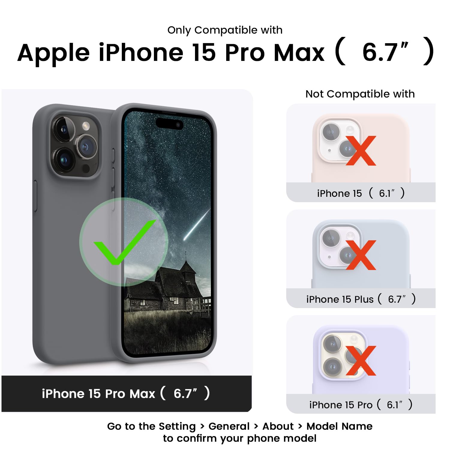 OTOFLY Premium Soft Liquid Silicone Case for iPhone 15 Pro Max - Slim Protective Cover with Silky Touch (Space Gray) | Shockproof & Scratch-Resistant | Perfect for Work, Travel & Daily Use