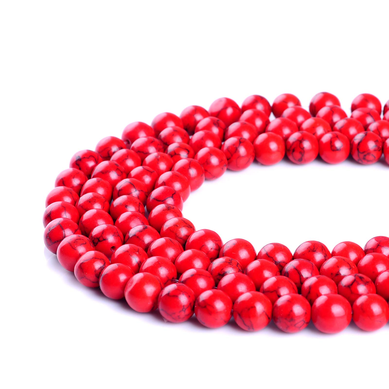 12mm Red Turquoise Beads - Round Smooth Gemstone Beads for Jewelry Making, DIY Crafts, Good Luck Charms - Perfect for Necklaces, Bracelets & Gift Giving (12mm)