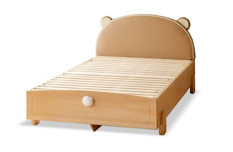 Solid Wood Bear Box Bed - Handcrafted from Premium Beech & Oak - Durable & Stylish Storage Solution for Kids' Rooms, Nurseries, and Cabin Decor