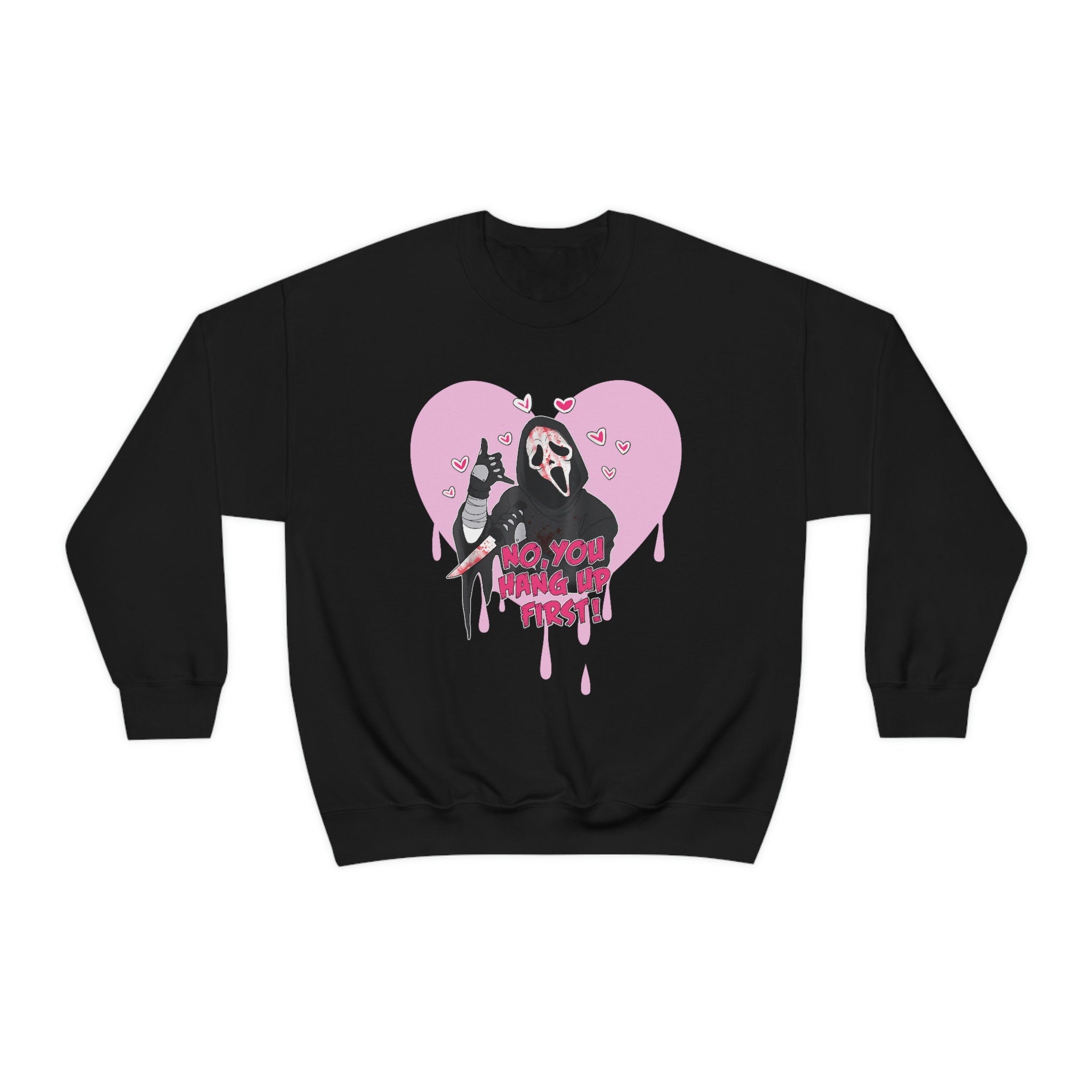 Ghostface Scream Sweatshirt - No You Hang Up Horror Hoodie | Spooky Valentine's Day Gift for Horror Fans | Perfect for Halloween, Movie Nights & Scary Date Outfits