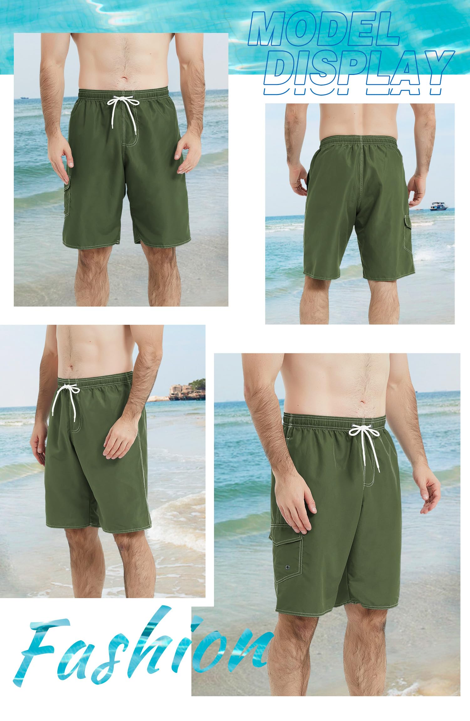 **Landisun Men's Quick Dry Swim Trunks with Mesh Lining - Comfortable Board Shorts for Swimming, Beach, Surfing & Water Sports**