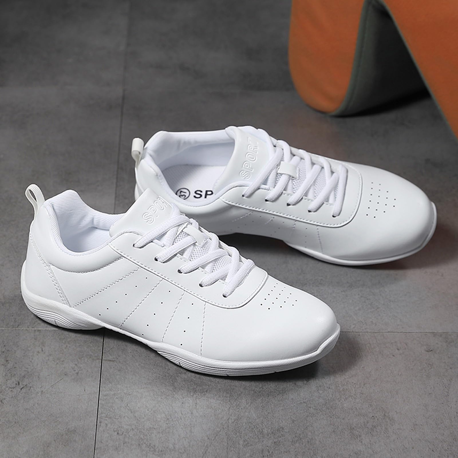 iHinzry Girls' Cheerleading Shoes - Breathable Lightweight White Cheer Sneakers for Women - Perfect for Cheerleading, Dance, Tennis, Athletic Training & Walking